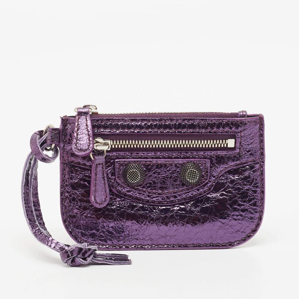 Balenciaga Le Cagole Leather Coin Purse ~ Metallic Purple